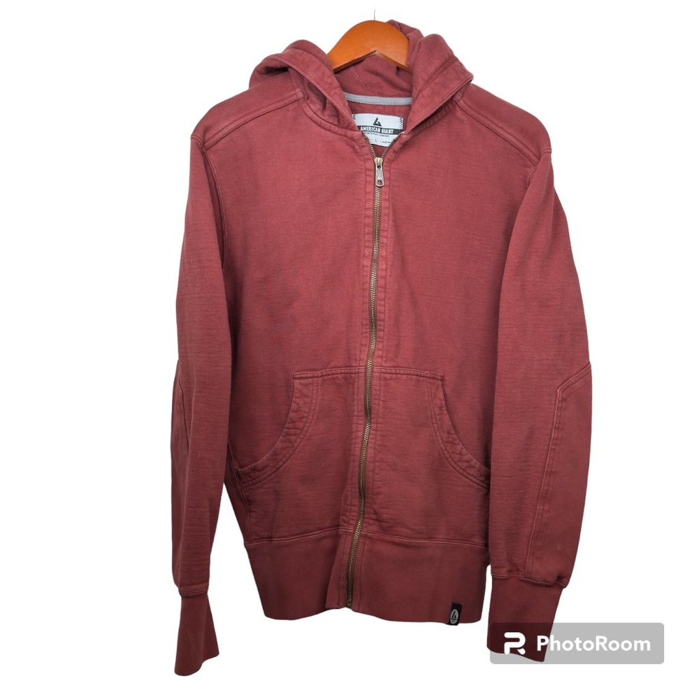 American Giant Red Zip Hoodie, Size L
